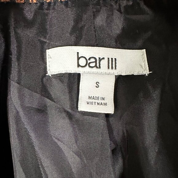 Bar III Womens Small Brown Plaid Notch-Collar Blazer Jacket V-Neck One Button LS - Picture 3 of 12